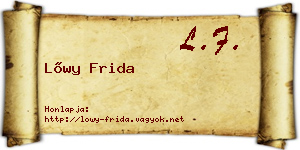 Lőwy Frida névjegykártya